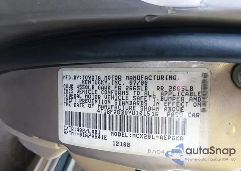 2000 Toyota Avalon Xls z USA, uszkodzony, nr VIN 4T1BF28B0YU101516